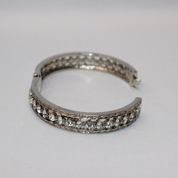 Camrose & Kross Jacqueline Kennedy JBK Hinged Bangle NIB CZ Crystal 8" - Picture 9 of 11